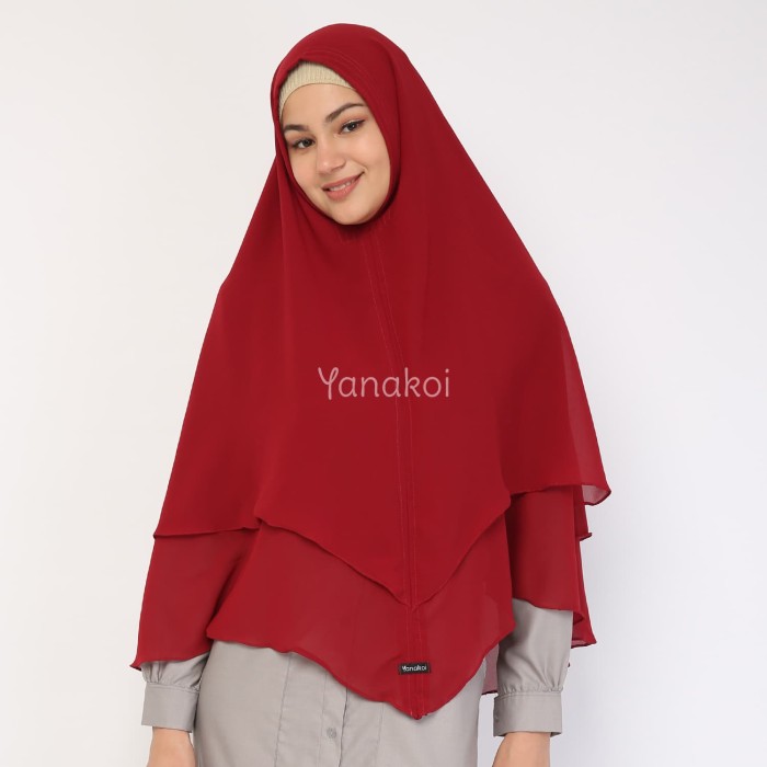 Yanakoi Hijab - Jilbab Khimar Syafa Tanpa Pet Warna Marun