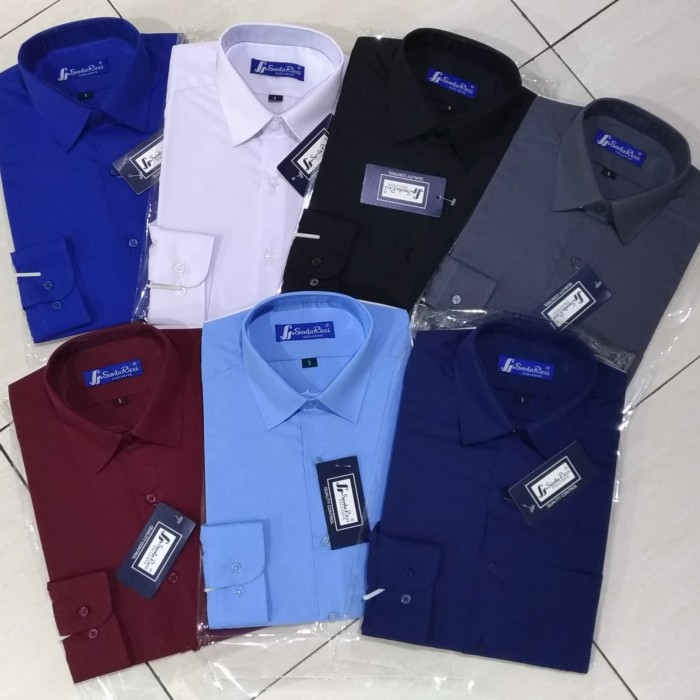 Foto Produk Santa Ricci Kemeja Pria Slimfit Polos Panjang Murah Pilih Warna - Hitam, L dari Mega Hero Shirts