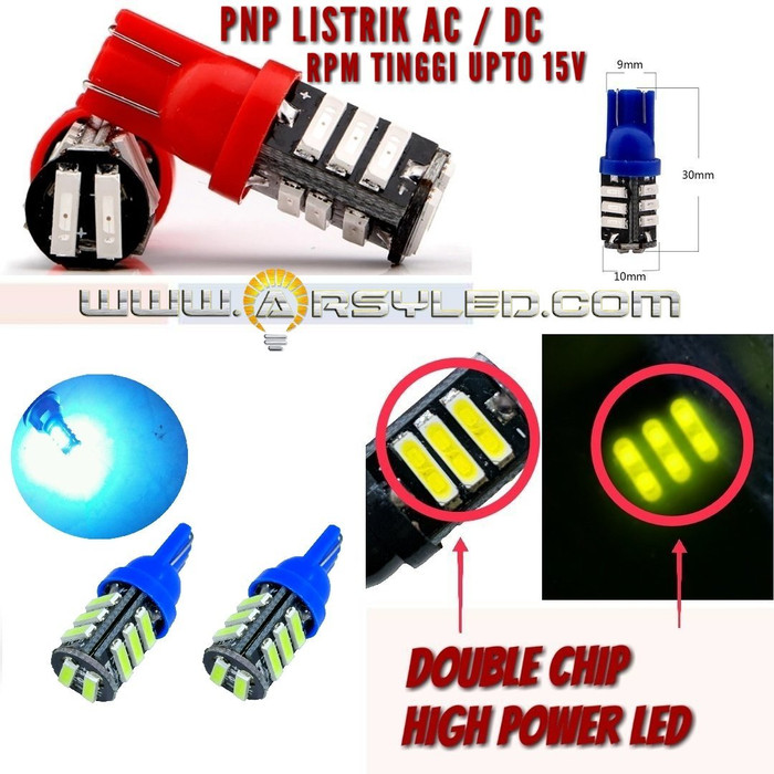 Foto Produk Lampu Led T10 7014 11 titik Senja Sein Mundur Super Bright Mobil Motor - Biru dari arsystore