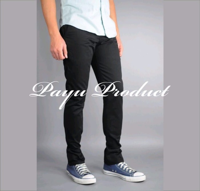 LIMITED EDITION CELANA CHINO PRIA CELANA PANJANG SLIM FIT HITAM KEREN