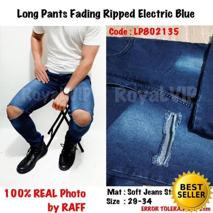 Celana Panjang Jeans Ripped Robek Sobek ROYALVIP PRIA COWOK MURAH
