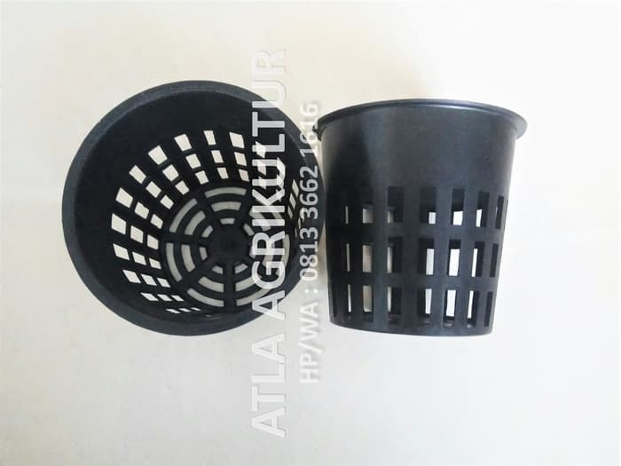 Netpot 10 cm Hitam Net pot Wadah Media Hidroponik Dutch Bucket KV003-H