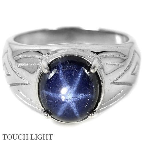 Jual Cincin Pria Natural 6 Rays Star Blue Sapphire Real Perak 925