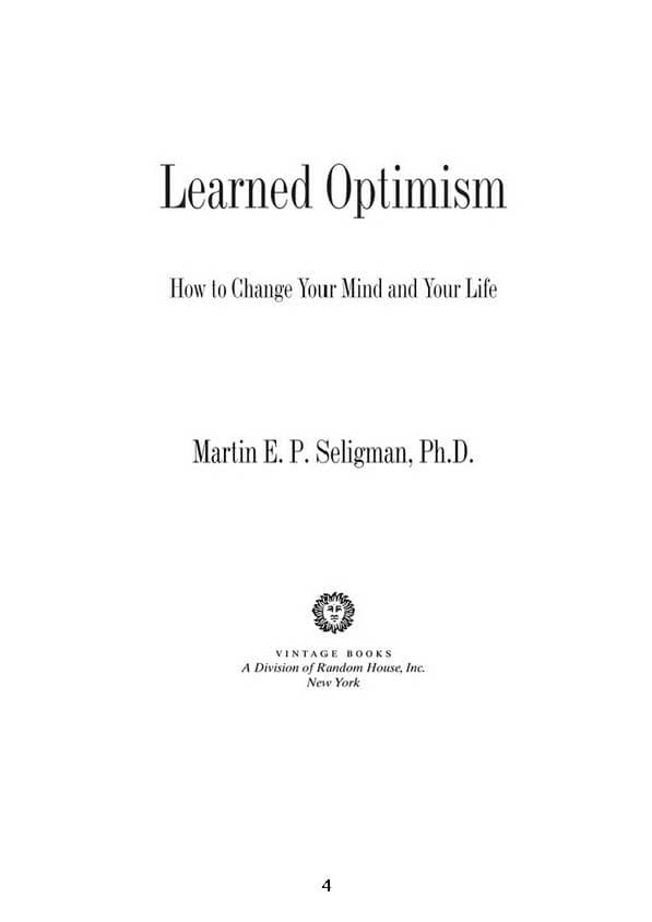 Learned Optimism Martin Seligman Ebook
