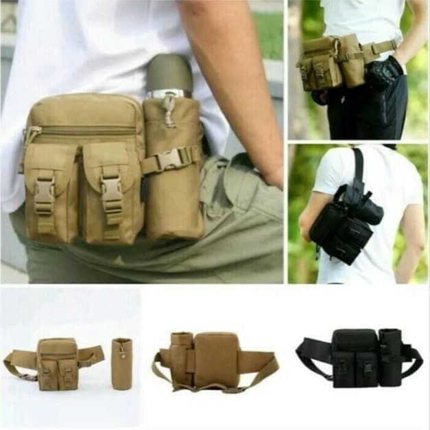 TAS IMPOR TAS PINGGANG ARMY BOTOL WAIST BAG TACTICAL ARMY WITH BOTTL