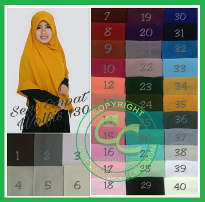 Segi Empat Wolfis Syar'i Jumbo Jilbab Wolpeace Grade A 130x130