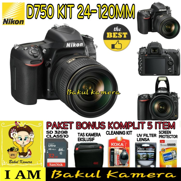 NIKON D750 KIT 24-120mm PAKET LENGKAP - Hitam