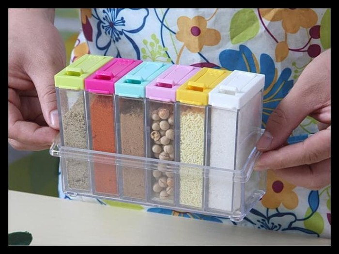 Rak Tempat Bumbu 6 In 1 Seasoning Box Serbaguna - Kristal Unik - Rak