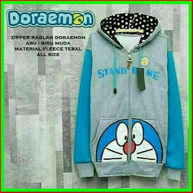 fashion Wanita Hoodie jaket sweater anime doraemon setengah muka