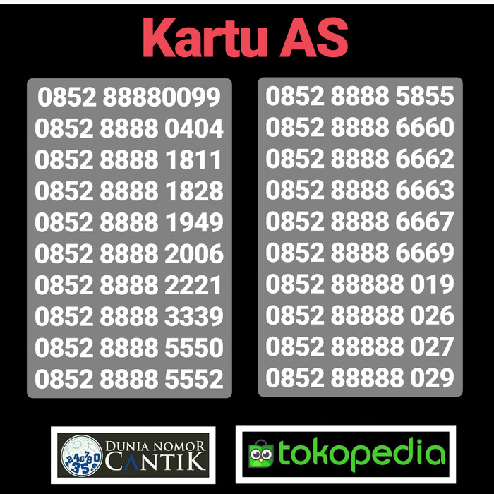 Nomor Cantik AS Kartu Perdana Telkomsel AS Cantik