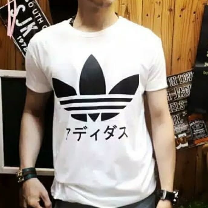 KAOS PRIA LOGO ADIDAS PUTIH KAOS BIGSIZE