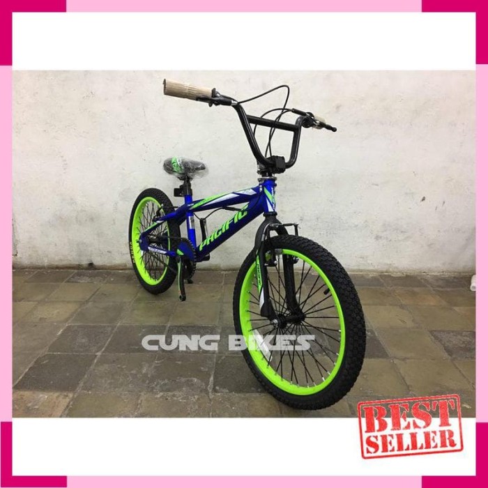 SEPEDA ANAK BMX PACIFIC SPINIX UKURAN 20 WARNA MERAH BIRU DAN HITAM .