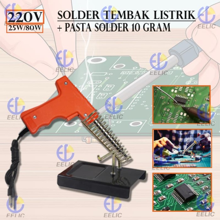 EELIC SOR-A008-DUS ORANGE SOLDER TEMBAK LISTRIK + DUDUKAN SOLDER