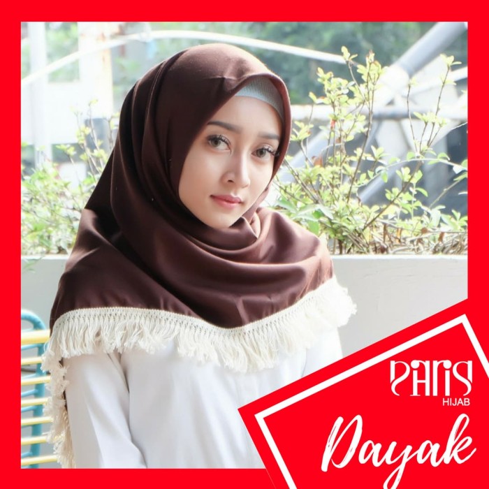 ... PARISKU DAYAK hijab segiempat renda katun premium Cokelat