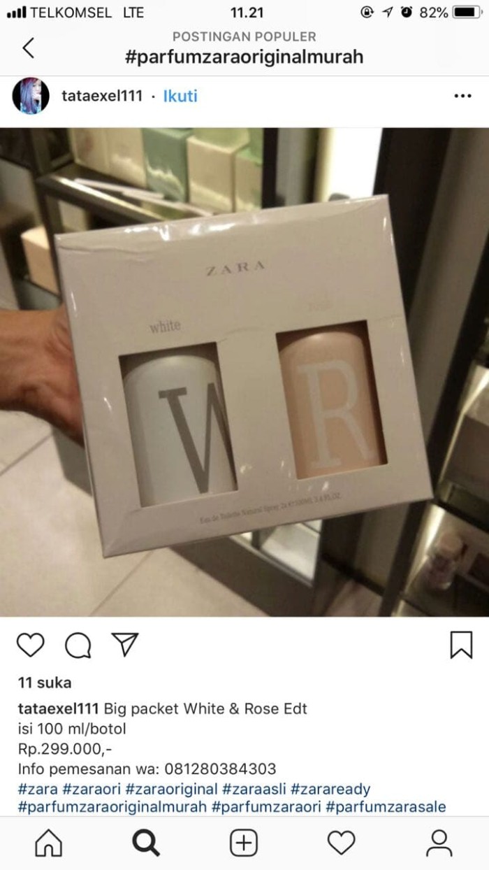 Jual Original Parfum Zara Rose White Isi 2 Pcs Nabilaavriliashop