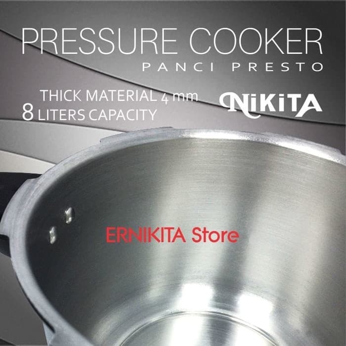 PANCI PRESTO NIKITA PRESSURE COOKER 8 LITER 24 CM BONUS STEAM RACK