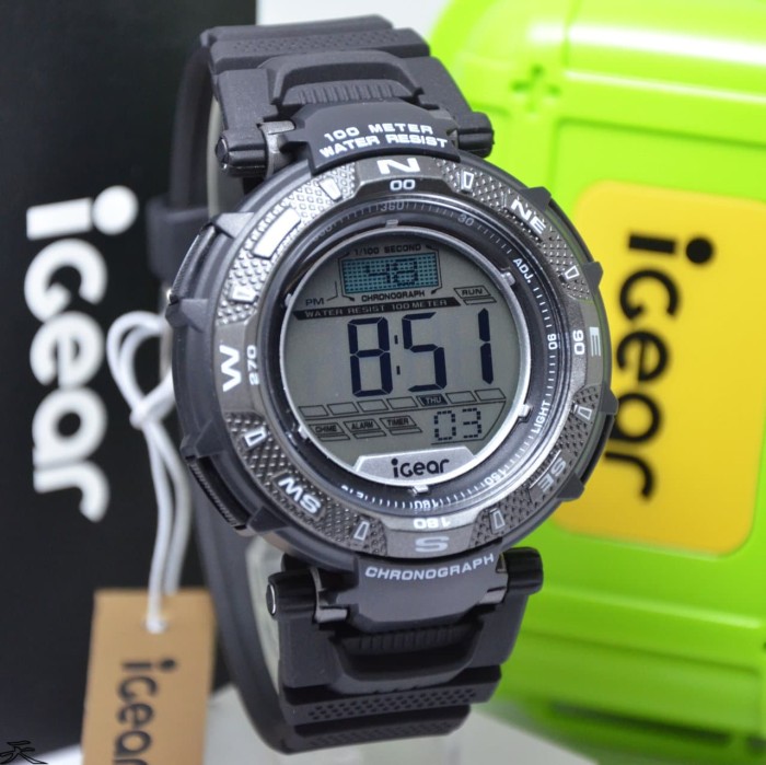 iGear Watch Digital- i31 Black - Jam Tangan Sport Pria - Rubber Strap - Merah