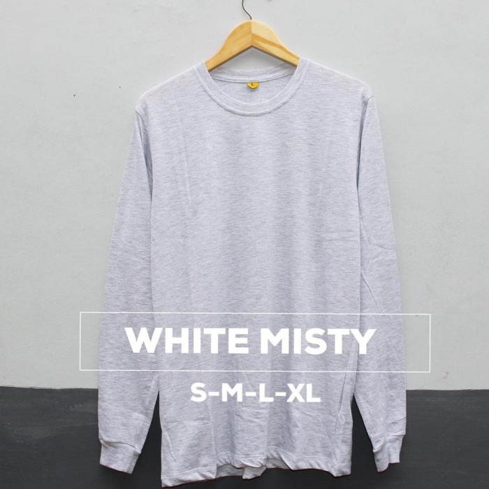 Jual Beli Baju Kaos Polos Tangan Lengan Panjang White Misty Putih Misti Bandung Harga Rp 88.000