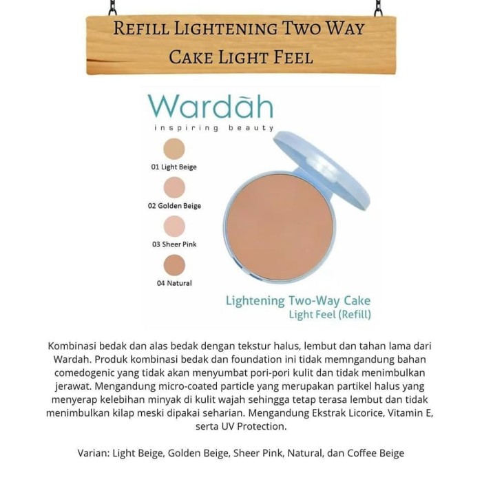 Bedak Wardah Refill Lightening TWC Two Way Cake - Light Feel Isi Ulang