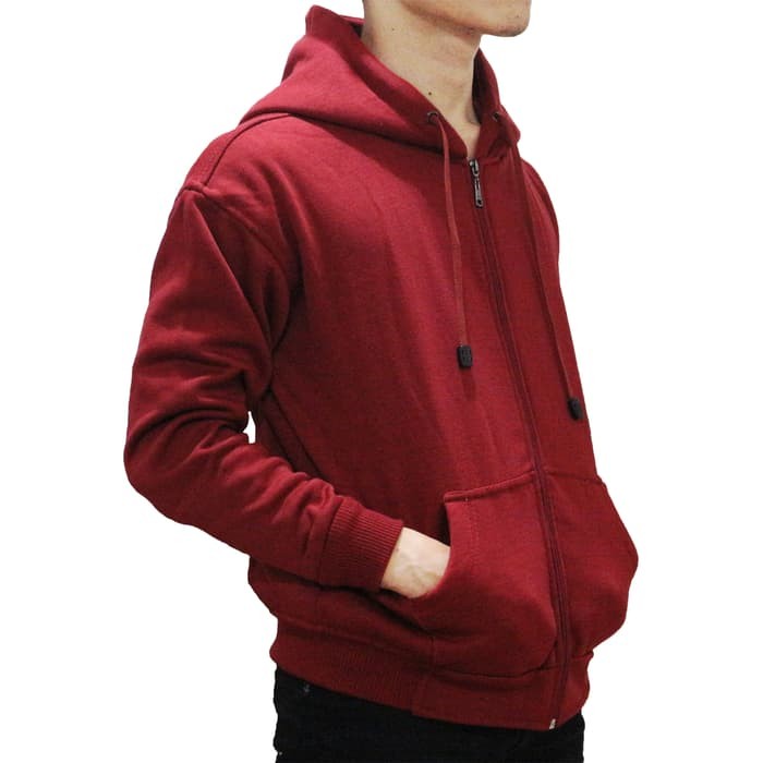 Promo Sweater Jaket Sweater Polos Hoodie Zipper Merah Maroon