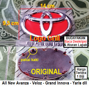 emblem grill logo depan toyota all new avanza veloz grand innova yaris dan lainnya merah