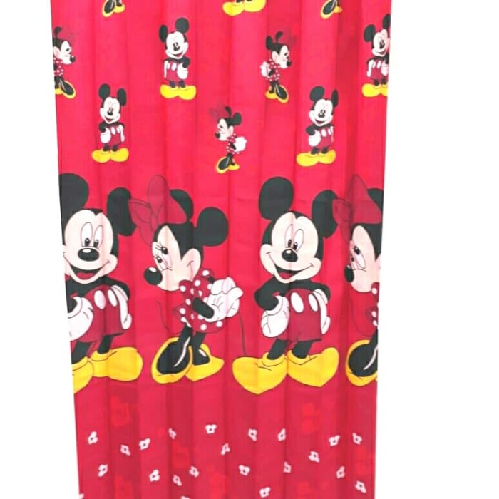 Jual Gorden Pintu Kamar Mickey Mouse Merah Ukuran L 100 x 190 Kota