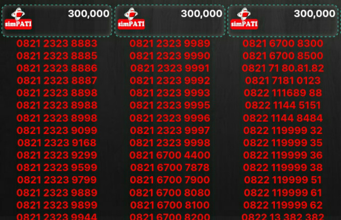 NOMOR PERDANA CANTIK TELKOMSEL SIMPATI Y9 44
