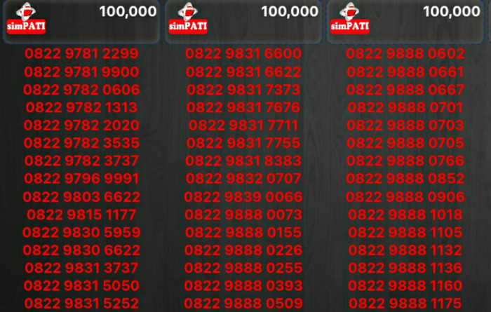 NOMOR CANTIK KARTU TELKOMSEL SIMPATI Y9 34