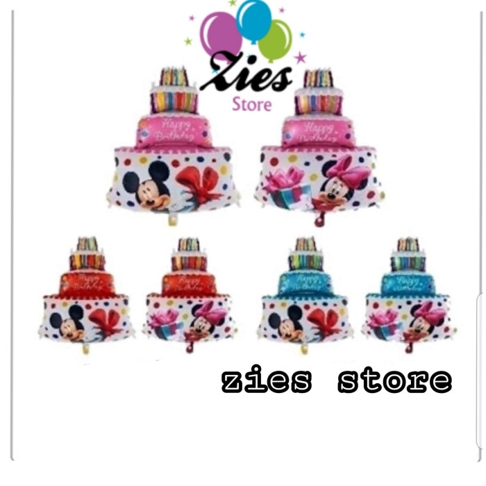Jual Balon Foil Happy Birthday Cake Kue Ulang Tahun Mickey Minnie
