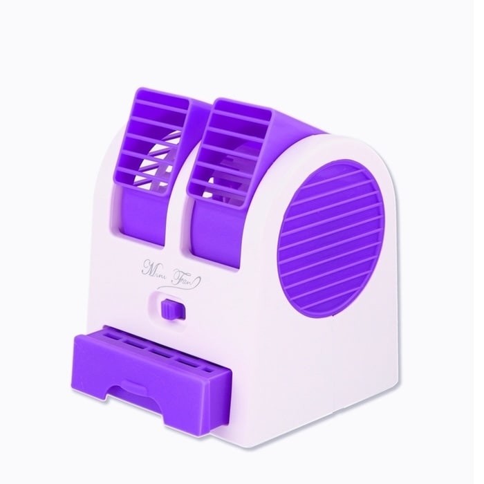 Alraidah UNGU - AC Mini Portable Mini Fan Double Blower Power USB