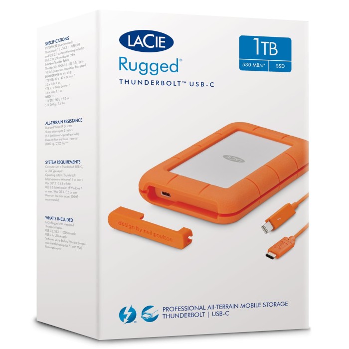 Jual Ssd Lacie Rugged Thunderbolt 1tb External Type C Ssd Lacie Rugged Thunderbolt 1tb External Type C Stfs1000401