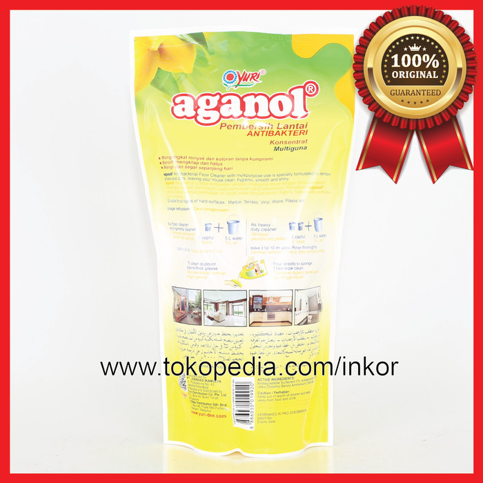YURI AGANOL FLOOR CLEANER PEMBERSIH LANTAI LEMON FRESH POUCH 630ML