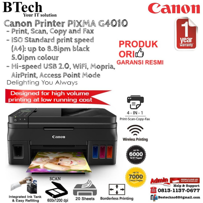 Jual CANON Printer Pixma G4010 Inkjet Multifunction Printer Jakarta