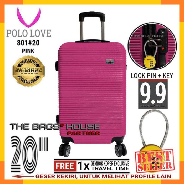 RUMAHKOPER - POLO LOVE 801#20 KOPER HARD CASE 20" - PINK + GEMBOK