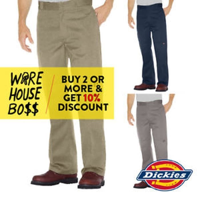 Mens DICKIES 85283 Loose Fit Double Knee Work Uniform Pants NWT Gray 38 X 30