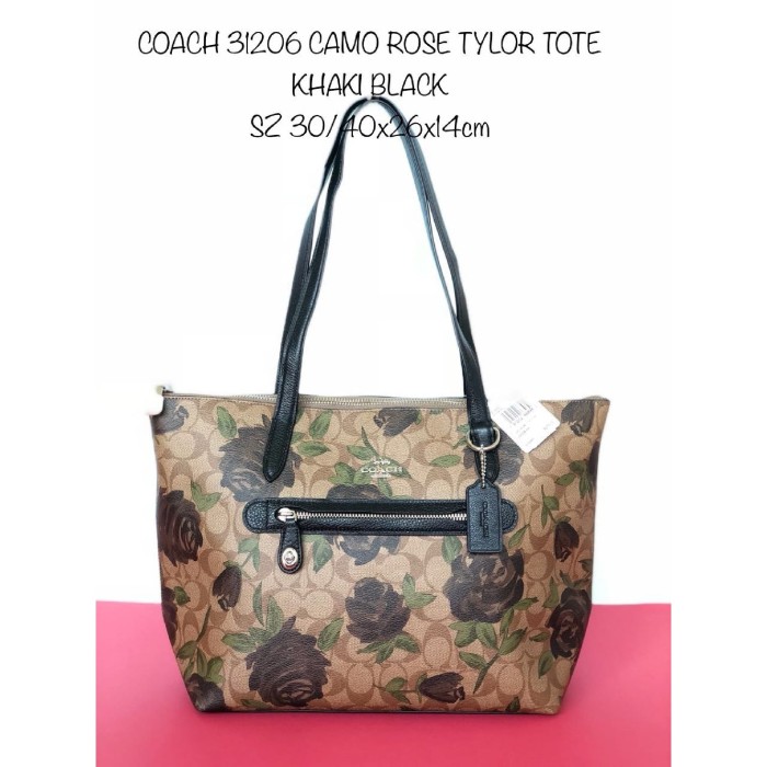 coach camo rose taylor tote