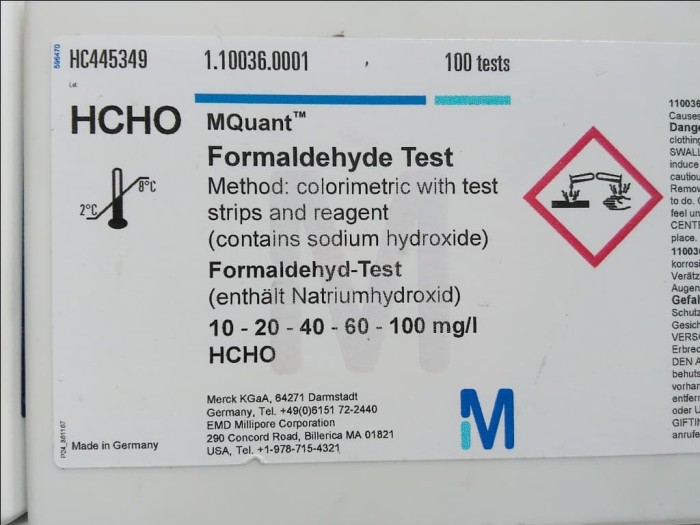 Jual MQuant Formaldehyde Test Merck 1.10036.0001 Range 10100 mg/l Jakarta Timur Labs Test