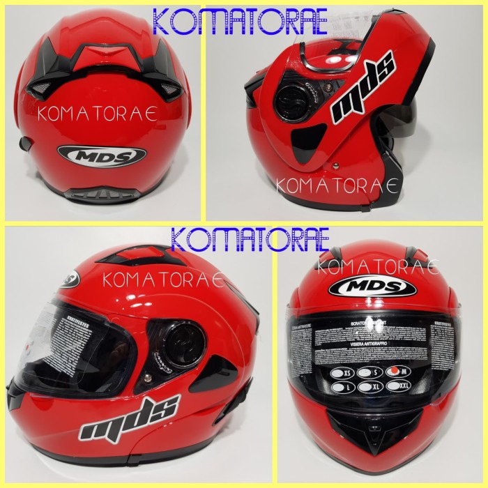 HELM MDS PRO RIDER SOLID FIRE RED RED FERRARI MODULAR FULL