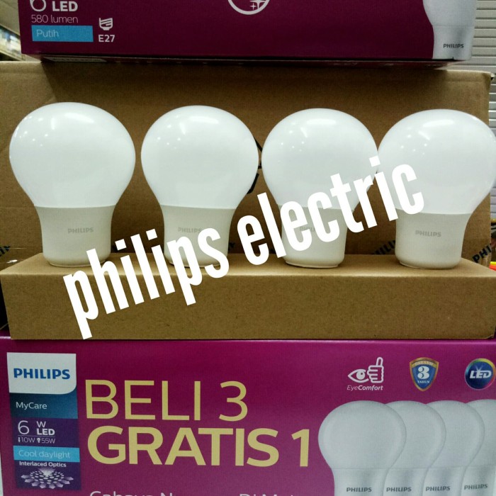 LAMPU LED PHILIPS 6 WATT 6WATT 6 W 6W(1 PAKET ISI 4 PCS)