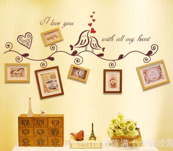 jual set stiker dekorasi dinding motif sepasang burung cinta - kota