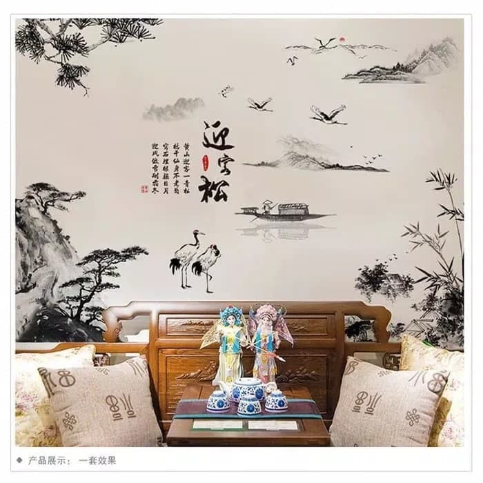 jual wallsticker 60x90 wall stiker painting bangau xh9262 wallstiker
