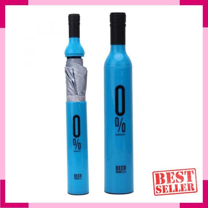Payung Lipat Desain Botol Wine-Biru