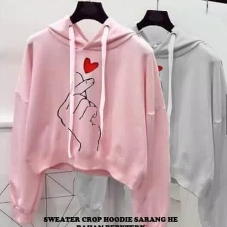 Styliee.shop - Sweater Wanita Crop SARANGHAE with Hoodie