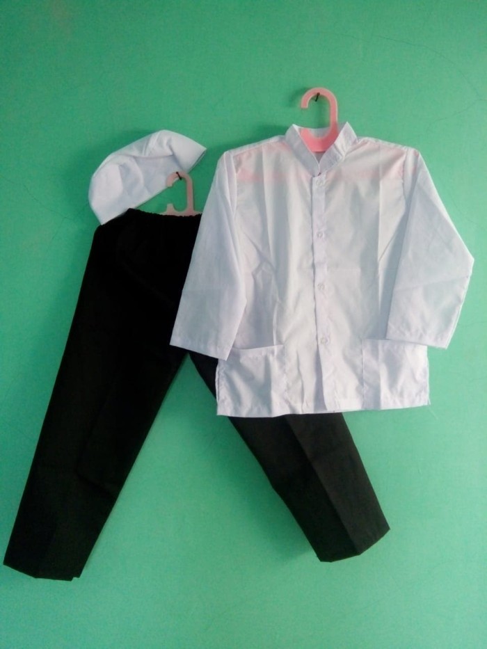 Foto Produk Baju Muslim |Baju Koko Anak 5, 6, 7 Tahun | putih hitam - Size 5 dari Zarka Baby Shop