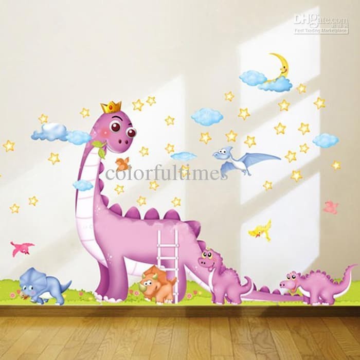 jual wall sticker 60x90 transparan dinosaurus stiker dinding kamar