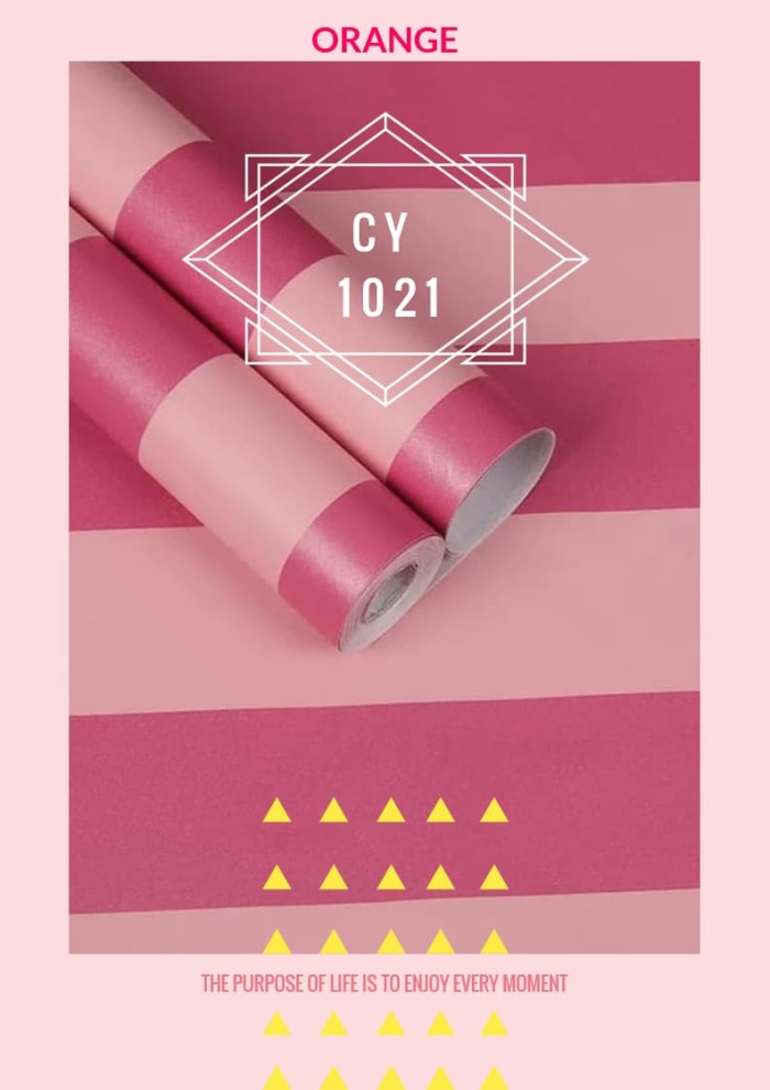 wallpaper dinding sticker motif 45 cm x 10 m - SALUR PINK CY1021