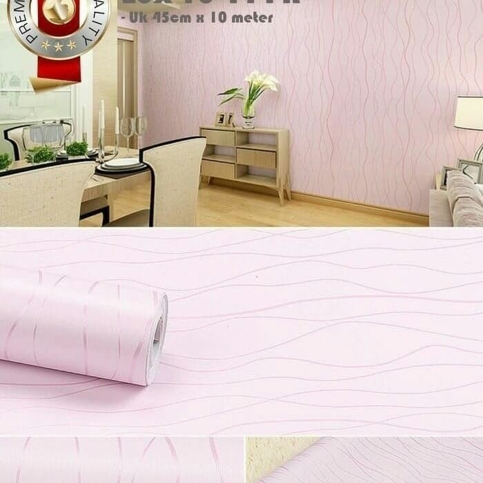 wallpaper dinding motif salur cacing pink