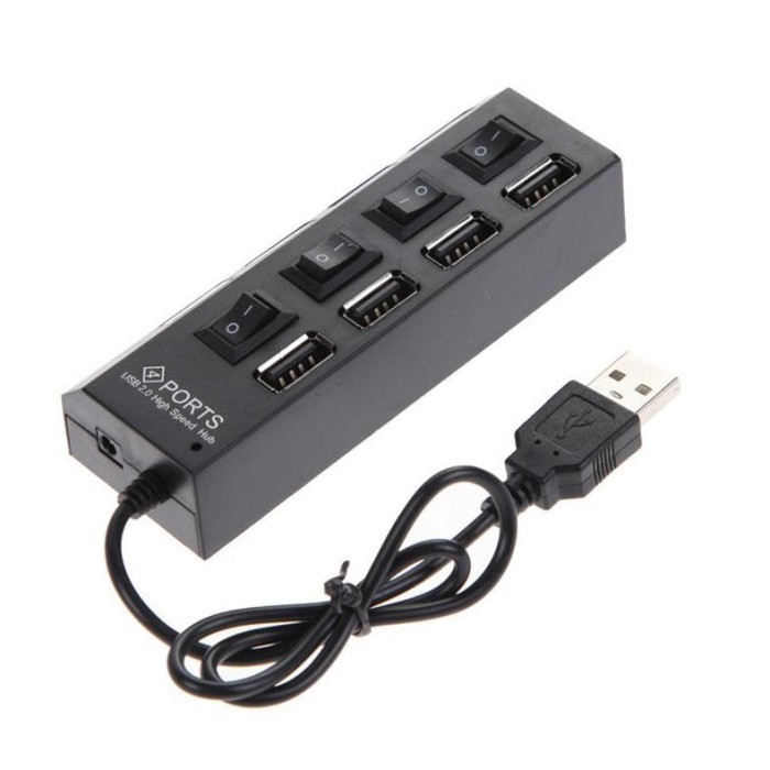 Murah Usb Hub 4 Port On Off Switch Led Hitam / Putih Murah