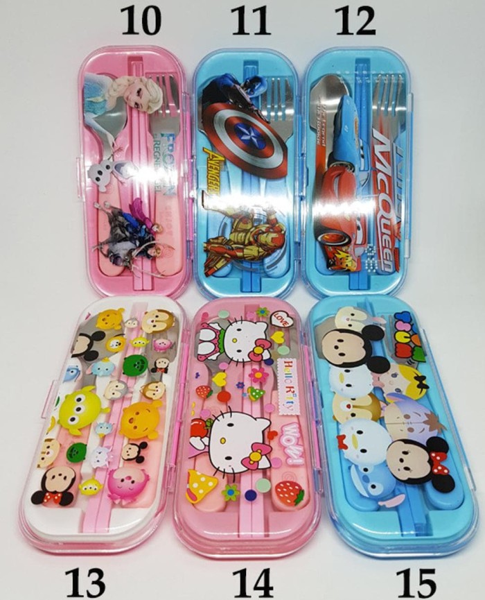 jual Satu set sendok garpu sumpit Karakter - 1 Set Alat makan Anak