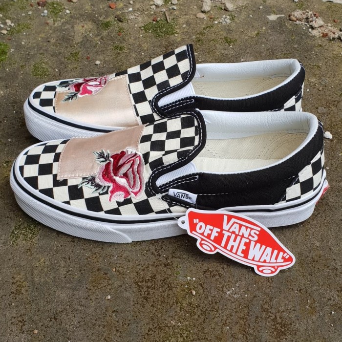 vans satin patchwork slip on